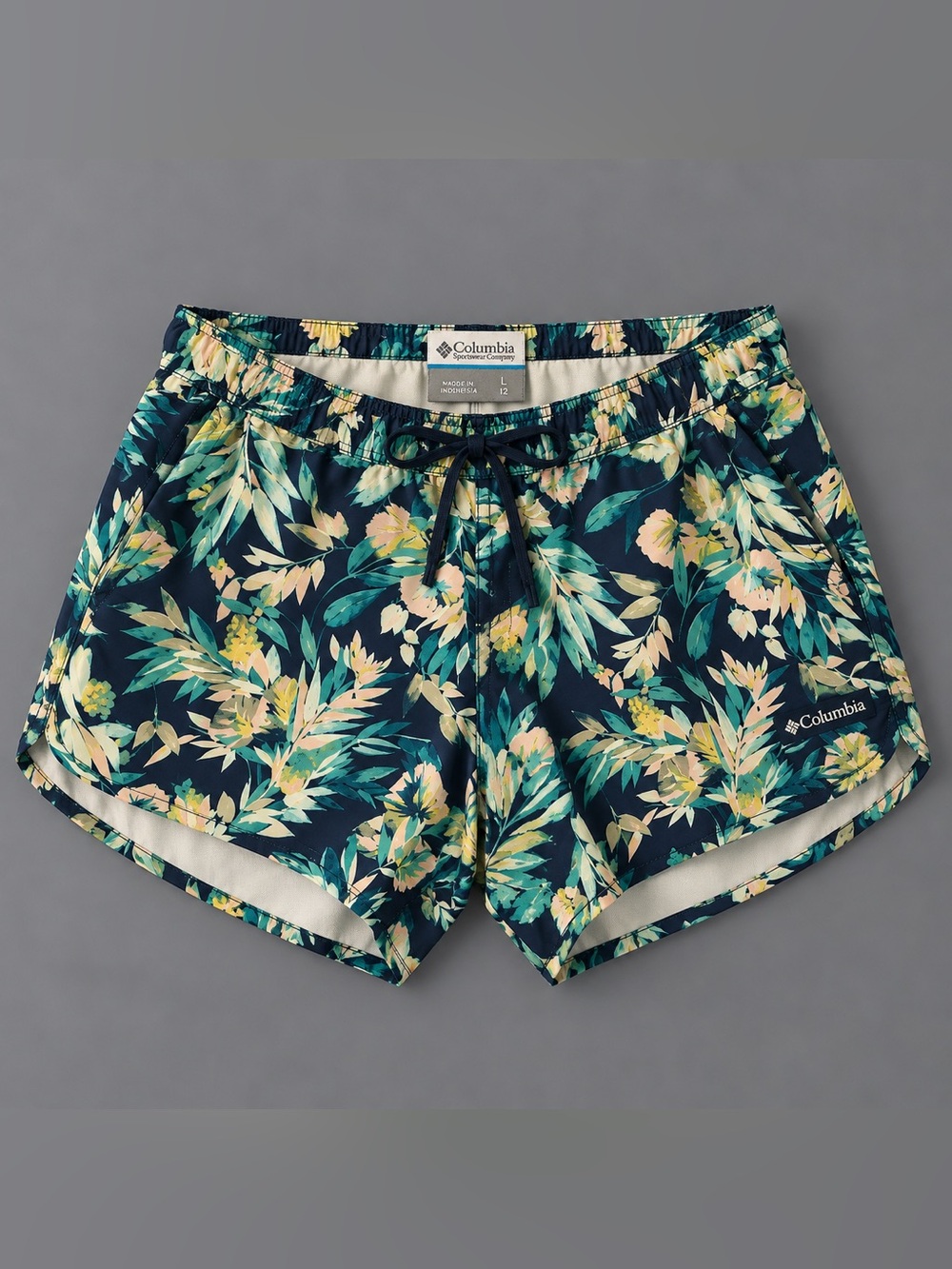 Columbia Floral Athletic Shorts Women’s Large Navy Tropical